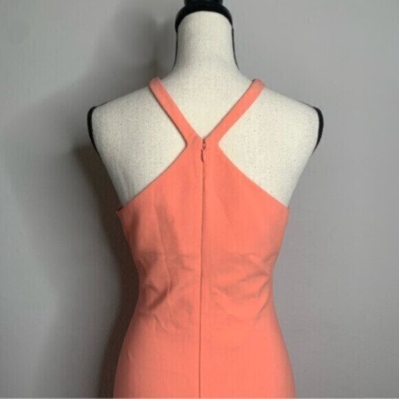 Likely Charles Apricot Peach Halter Cut Out Keyhole Midi Dress - Picture 9 of 11